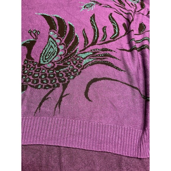 Paul Simon Peacock Poncho OS Purple Teal Artsy Boho Wearable Art - Picture 5 of 14